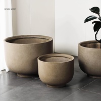 Pot Bunga Berdiri Lantai Gaya Nordic Wabi-Sabi Ekstra Besar, Tahan Lama, Berbahan Magnesium Oksida, Warna Black Diamond, untuk Halaman Luar Ruangan