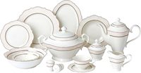 Service de table en porcelaine fine 60 pièces avec incrustations dorées pour 6 personnes