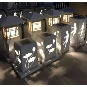 जापानी शैली हिरण पत्थर नक्काशी के लिए सौर लालटेन प्रकाश दीपक शिवालय उद्यान पत्थर एलईडी लालटेन आउटडोर भूनिर्माण सजावट