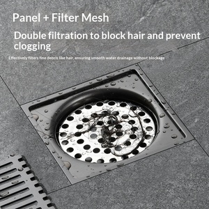 Siphon de sol anti-odeur en acier inoxydable 304 sur mesure, gris anthracite, avec noyau tout cuivre, double usage pour salle de bain et douche - Product Image 4