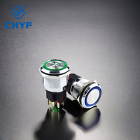 Interrupteur à bouton-poussoir CHYF 24V IP65 étanche 16mm 19mm 22mm 15A à actionnement momentané ou à enclenchement SPST en métal