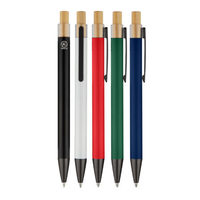 Stylo bille en aluminium recyclé style sport avec capuchon en bambou, logo laser personnalisé, largeur d'écriture 1,0 mm, cadeau de bureau