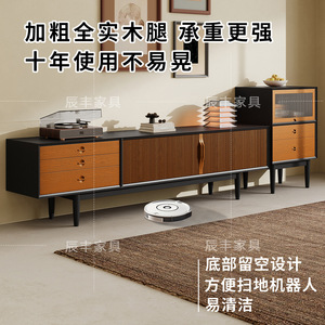 French Retro Style <b>Tv</b> Cabinet Black Solid Wood Storage Living Room Furniture Vintage Design <b>Small</b> Apartment Use - Product Image 3