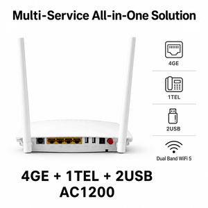GM620 FTTH IP TCP 1GE+3FE+1TEL+2USB Dual Band WiFi 5 AC1200 XPON ONU ONT <b>Router</b> - Product Image 4