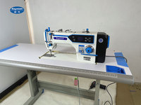 Machine à Coudre Industrielle Automatique pour Vêtements pour Fabricants de Vêtements - Conception à Plateau Plat Haute Vitesse avec Système de Transport de Tissu