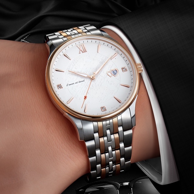 New Design Auto Date Quartz Stainless Steel Fashion Gift Set Hot Selling Men Business Pair Couple Wrist Watches High Quality