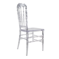 Chaise moderne empilable en acrylique transparent fabriquée à bas prix en résine plastique pour les repas, pour les hôtels, les banquets en plein air et les mariages