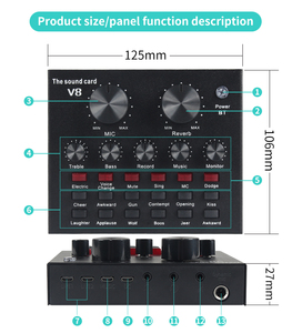 Como áudio PC-V8 new pro, placa de som profissional, interface de estúdio, gravação de áudio, <span class=keywords><strong>mixer</strong></span> de áudio - Product Image 6