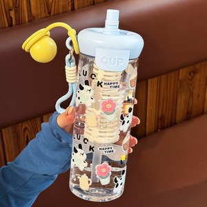 Float Plastic Cup Large Volume Portable Straw Cup With Carrying Rope Bpa Free For Travel - Product Image 2