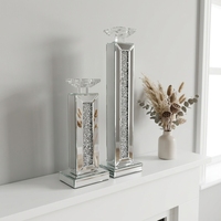 Porte-bougies modernes à profil bas, style glamour, avec accents en cristal pour salle à manger