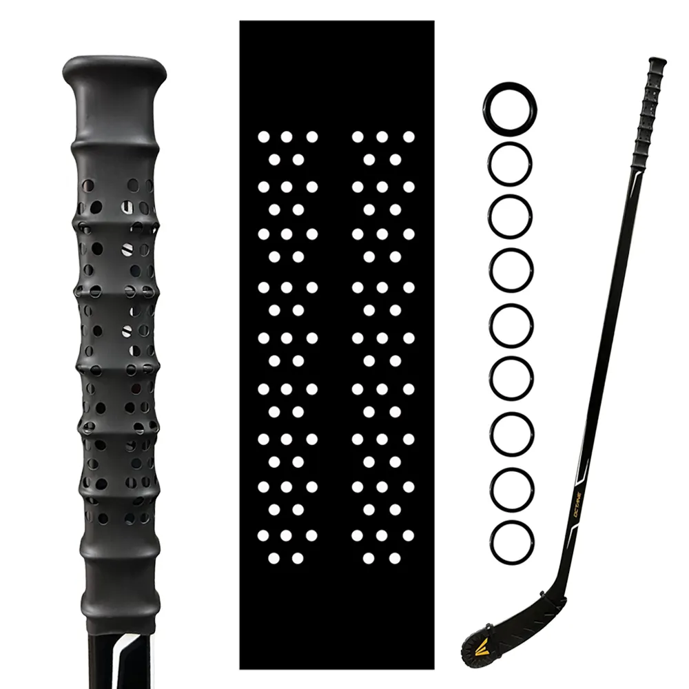 Ice Hockey Stick Grips with Holes Non-Slip Heat Shrink Rubber Sleeve Hockey Grip Tape