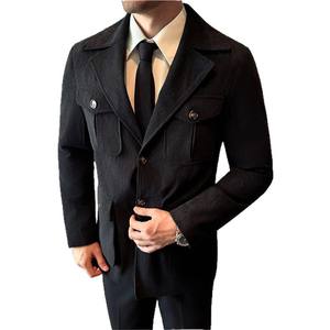 Abrigo Steampunk de Pana para <span class=keywords><strong>Hombre</strong></span>, de Longitud Media, Tejido Grueso, Elegante y Moderno, con Cuatro Bolsillos, para Caza y Negocios - Product Image 5