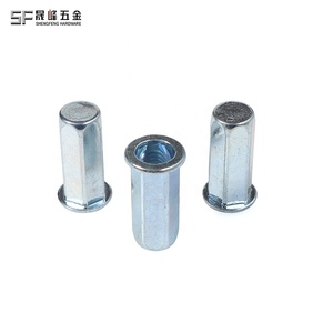 Écrous à riveter hexagonaux à tête plate de haute qualité en acier au carbone, zingués bleu-blanc, filetage métrique/unifié M4 M5 M6 M8 M10 <span class=keywords><strong>M12</strong></span> - Product Image 1