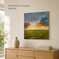 Peinture à l'huile abstraite de paysage marin peinte à la main sur toile pour la décoration murale de la maison, peinture à l'huile de paysage.