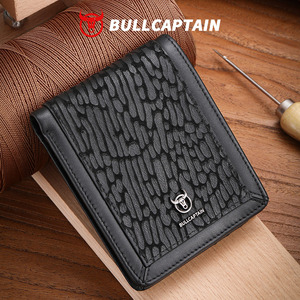 BULLCAPTAIN กระเป๋าสตางค์หนังแท้สำหรับผู้ชายธุรกิจแบบสบาย ๆคลิปหนีบเงินอเนกประสงค์ RFID ป้องกันแม่เหล็กช่องใส่การ์ดหลายช่องกระเป๋าใส่เหรียญ - Product Image 1