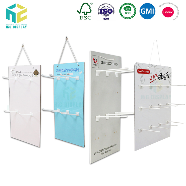 Customized Portable Light Weight Eco-Friendly Shop Pegboard Cardboard Shelf Display Sidekick Wall-mounted Display Rack Hanging