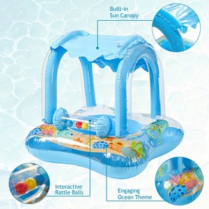 Flotador Inflable para Bebés con Toldo, Flotador de Natación para Niños Pequeños con Protección Solar y Volante, Anillo de Natación para Bebés - Product Image 5