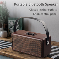 Altavoz inalámbrico BT de diseño Retro, superficie de cuero y mango extraíble, portátil, con batería de 4500 mAh