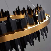 Luminaire suspendu noir moderne de luxe pour salon, salle à manger, chambre à coucher, hauteur réglable, design créatif, lumière circulaire, hôtels