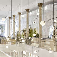 Lustre suspendu en marbre et laiton LED YH Nordic pour chambre à coucher, salon, escalier, couloir, intérieur, îlot de cuisine, albâtre