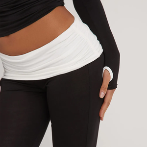 <span class=keywords><strong>Abbigliamento</strong></span> da donna di colore personalizzato con cuciture a contrasto Top <span class=keywords><strong>Bolero</strong></span> maniche pieghevoli pantaloni svasati in vita set Loungewear - Product Image 6