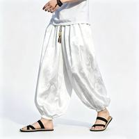 Pantalon ample pour homme en jacquard à motif de dragon, avec cordon de serrage, poignets élastiques, style streetwear décontracté, pantalon harem