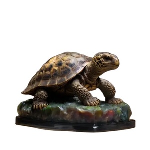 Estatua/estatuilla/escultura de <span class=keywords><strong>tortuga</strong></span> estimulada <span class=keywords><strong>africana</strong></span> de resina, regalo de animal de mesa de poliresina personalizado y manualidades para el hogar y la Oficina - Product Image 1
