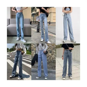 2025 été décontracté XL <span class=keywords><strong>taille</strong></span> femmes <span class=keywords><strong>jean</strong></span> vente chaude respirant conception motif uni teint lavable fabrication directe expédié - Product Image 2