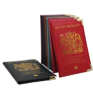 ब्रिटिश यूके पासपोर्ट कवर गोल्डन लोगो पासपोर्ट धारक चमड़ा कार्ड यात्रा वॉलेट प्रमाणपत्र बैग उत्तरी आयरलैंड पासपोर्ट केस