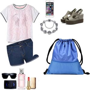 Quality Sports Gym Lunch Groceries Recycled Backpack Waterproof Zipper Blue Swimming <b>Bag</b> <b>Kids</b> <b>Drawstring</b> - Product Image 6