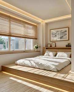 Lit king size sur mesure en bois, mobilier de chambre à coucher moderne minimaliste, lits en bois, ensemble de meubles de chambre à coucher - Product Image 5