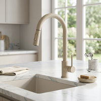 Robinet de cuisine moderne en acier inoxydable SUS304 avec douchette extractible pivotante à 360 degrés, mitigeur chaud/froid pour hôtel