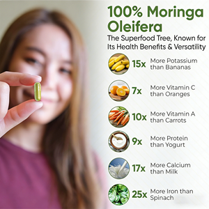 Cápsulas de Folha de Moringa <span class=keywords><strong>Malunggay</strong></span> com Vitaminas, Minerais e Extratos Herbais para Aumento da Imunidade para Adultos - Product Image 4