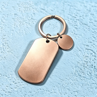 Porte-clés double étiquette en acier inoxydable sablé Ywyougang, avec plaque d'identification et breloque ronde vierge pour gravure laser DIY, cadeau