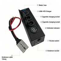 Station d'alimentation multifonction 12V 24V pour voiture, double prise allume-cigare, boîtier de contrôle USB à charge rapide QC3.0 PD
