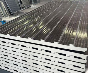 Pannello Sandwich Isolante per Tetti in PU PIR Poliuretano 90mm, <span class=keywords><strong>Pannelli</strong></span> <span class=keywords><strong>Compositi</strong></span> in Acciaio e <span class=keywords><strong>Alluminio</strong></span> per Celle Frigorifere e Magazzini, Design Moderno - Product Image 3