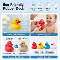 Vente en gros de canards en caoutchouc compressibles en vrac, assortiment de couleurs (rouge, orange, vert, bleu, violet, noir, jaune, blanc), avec impression de logo couleur personnalisée