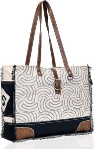 Bolsa de Mano de Lona Vintage Personalizada para Mujer, con Cierre de Cremallera, Duradera, Reutilizable, con Borlas y Cadenas, Correa de Hombro, para Viajes y Compras - Product Image 6