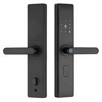 Serrure de porte numérique D1-9 en acier au carbone, ABS ignifuge, noir mat, avec empreinte digitale, mot de passe, carte, clé, application Tuya, WiFi, Bluetooth