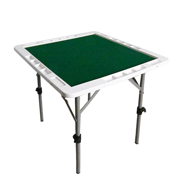 Premium Foldable Mahjong Table with Height Adjustable Legs and Green Felt Portable Square Game Table for Home Travel and Outdoor