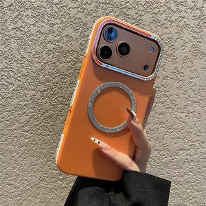 เคสโทรศัพท์กันกระแทกแบบแม่เหล็ก ขอบเพชร กลิตเตอร์ สำหรับ iPhone 17 16 15 Pro Max  ฝาหลังโลหะด้าน สีสันสดใส ป้องกันกล้อง - Product Image 4
