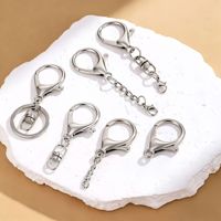 Chaîne d'extension porte-clés en alliage d'argent en forme de C avec fermoir mousqueton, mini connecteurs griffe de homard, accessoires de porte-clés en vrac, pendentif