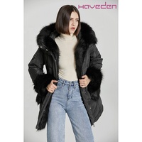 Manteau parka noir pour femme avec capuche en fausse fourrure, cordon de serrage à la taille, mi-long, veste rembourrée d'hiver