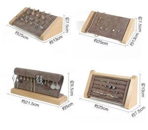 High Quality Solid Wood Microfiber Velvet Jewelry Trays Necklace Bracelet Jewelry Display Stand - Product Image 1