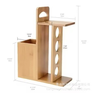 Estante de Almacenamiento Multifuncional de Bambú, Organizador de Especias, Porta Cubiertos, Almacenamiento para Encimera de Cocina, 2 Niveles - Product Image 4