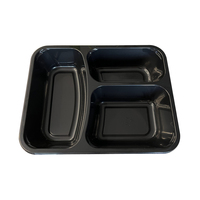 Bandejas de Plástico Negras HSQY para Congelador y Horno, 1 Compartimento, Aptas para Horno CPET, para Comidas Preparadas