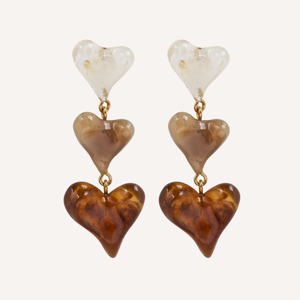 YFB E518 Gold <b>Resin</b> Stainless Steel Minimalist Dangle <b>Earrings</b> 6.3 Cm Spring Summer Fashion Heart Shape - Product Image 1