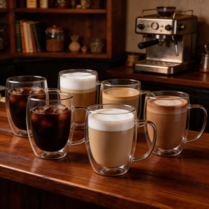 Tazas de Vidrio de Borosilicato de 350 ml (12 oz) Resistentes al Calor, para Café, Latte y Té, de Doble Pared, con Asa, de Fábrica - Product Image 3