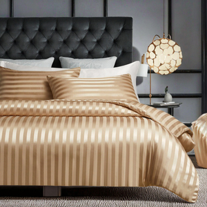 Wholesale Luxury Woven Striped Satin <strong>Bed</strong> <strong>Sheet</strong> Duvet Cover 100% Polyester Modern Twin <strong>Queen</strong> King Sizes 3 Pcs Home Hotel Wedding - Product Image 2