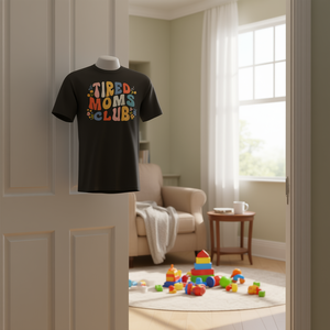 T-shirt da donna del Tired Moms Club, regalo per la festa della mamma, girocollo nero - Product Image 3